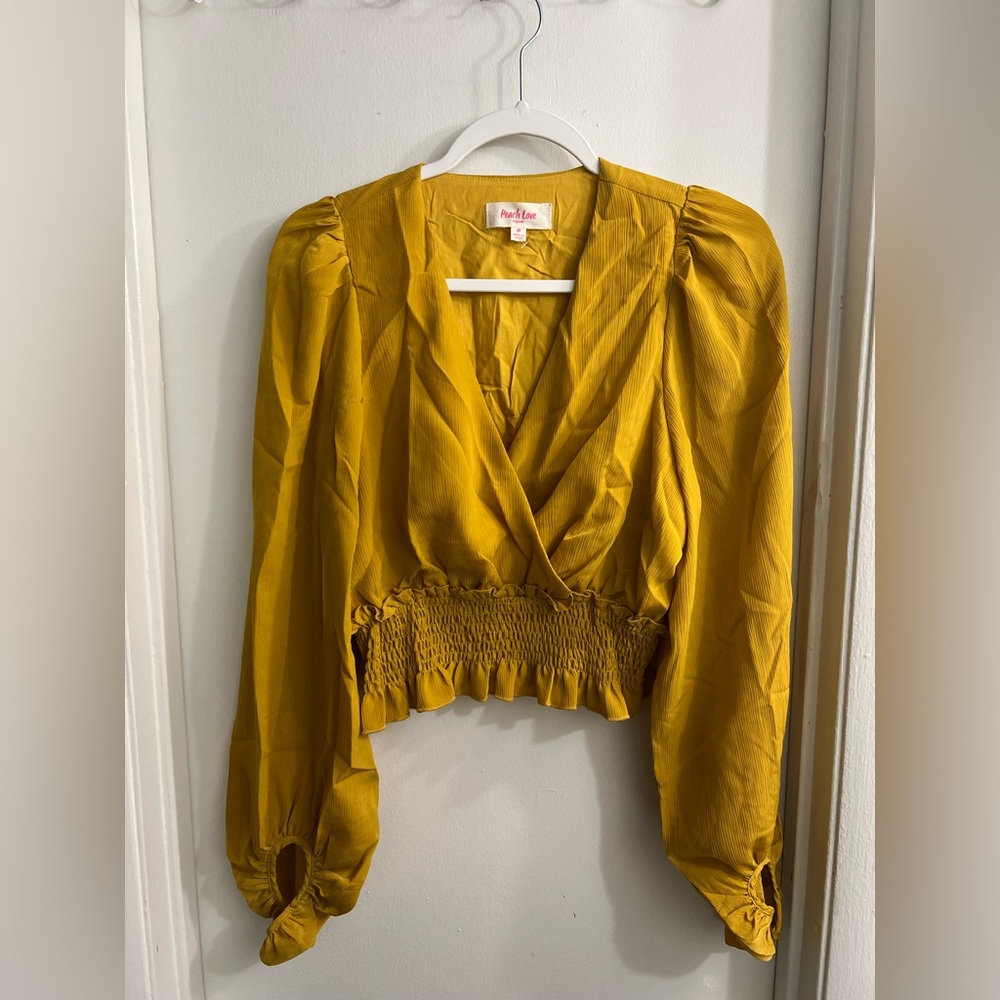 Peach Love California Mustard Blouse New Without Tag